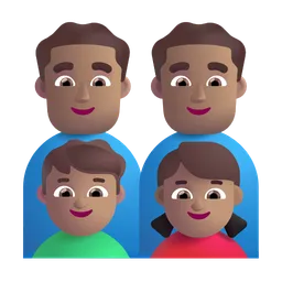 Family - Man: Medium Skin Tone, Man: Medium Skin Tone, Boy: Medium Skin Tone, Girl: Medium Skin Tone Microsoft 3D Fluent