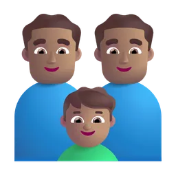 Family - Man: Medium Skin Tone, Man: Medium Skin Tone, Boy: Medium Skin Tone Microsoft 3D Fluent