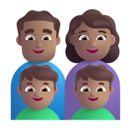 Family - Man: Medium Skin Tone, Woman: Medium Skin Tone, Boy: Medium Skin Tone, Boy: Medium Skin Tone Microsoft 3D Fluent
