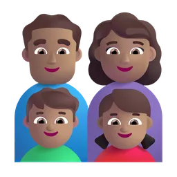 Family - Man: Medium Skin Tone, Woman: Medium Skin Tone, Boy: Medium Skin Tone, Girl: Medium Skin Tone Microsoft 3D Fluent