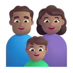 Family - Man: Medium Skin Tone, Woman: Medium Skin Tone, Boy: Medium Skin Tone Microsoft 3D Fluent