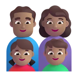 Family - Man: Medium Skin Tone, Woman: Medium Skin Tone, Girl: Medium Skin Tone, Boy: Medium Skin Tone Microsoft 3D Fluent