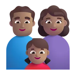 Family - Man: Medium Skin Tone, Woman: Medium Skin Tone, Girl: Medium Skin Tone Microsoft 3D Fluent
