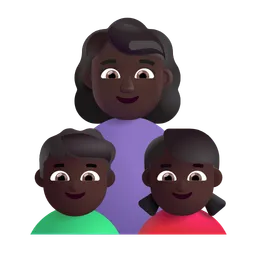 Family - Woman: Dark Skin Tone, Boy: Dark Skin Tone, Girl: Dark Skin Tone
