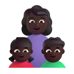 Family - Woman: Dark Skin Tone, Girl: Dark Skin Tone, Boy: Dark Skin Tone