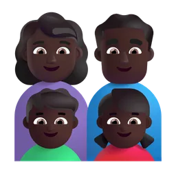 가족: 남자, 여자, 남자아이, 여자아이: 어두운 피부색 Microsoft 3D Fluent