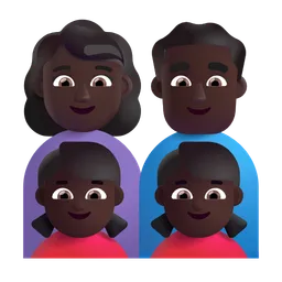 가족: 남자, 여자, 여자아이, 여자아이: 어두운 피부색 Microsoft 3D Fluent