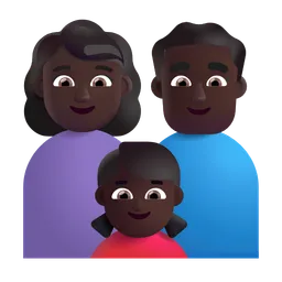 Family - Woman: Dark Skin Tone, Man: Dark Skin Tone, Girl: Dark Skin Tone Microsoft 3D Fluent
