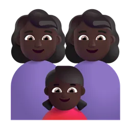 가족: 여자, 여자, 여자아이: 어두운 피부색 Microsoft 3D Fluent