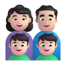 Family - Woman: Light Skin Tone, Man: Light Skin Tone, Boy: Light Skin Tone, Boy: Light Skin Tone Microsoft 3D Fluent