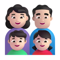 가족: 남자, 여자, 남자아이, 여자아이: 밝은 피부색 Microsoft 3D Fluent