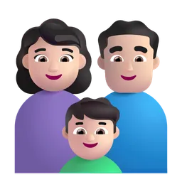 가족: 남자, 여자, 남자아이: 밝은 피부색 Microsoft 3D Fluent