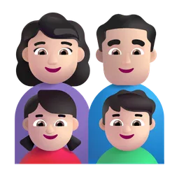 가족: 남자, 여자, 여자아이, 남자아이: 밝은 피부색