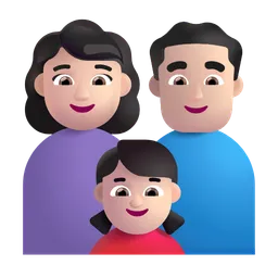 가족: 남자, 여자, 여자아이: 밝은 피부색 Microsoft 3D Fluent