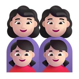 가족: 여자, 여자, 여자아이, 여자아이: 밝은 피부색 Microsoft 3D Fluent
