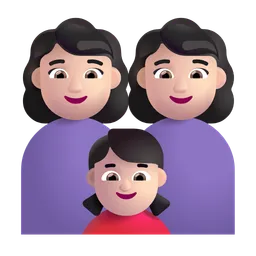 Family - Woman: Light Skin Tone, Woman: Light Skin Tone, Girl: Light Skin Tone Microsoft 3D Fluent