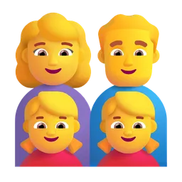 Family: Woman, Man, Girl, Girl Microsoft 3D Fluent