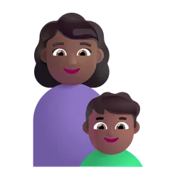 Family - Woman: Medium-Dark Skin Tone, Boy: Medium-Dark Skin Tone Microsoft 3D Fluent