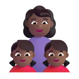 Family - Woman: Medium-Dark Skin Tone, Girl: Medium-Dark Skin Tone, Girl: Medium-Dark Skin Tone Microsoft 3D Fluent