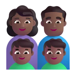 Family - Woman: Medium-Dark Skin Tone, Man: Medium-Dark Skin Tone, Boy: Medium-Dark Skin Tone, Boy: Medium-Dark Skin Tone Microsoft 3D Fluent