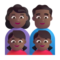 Family - Woman: Medium-Dark Skin Tone, Man: Medium-Dark Skin Tone, Girl: Medium-Dark Skin Tone, Girl: Medium-Dark Skin Tone