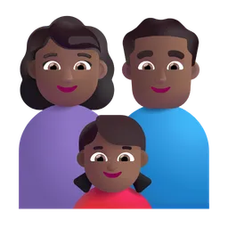 Family - Woman: Medium-Dark Skin Tone, Man: Medium-Dark Skin Tone, Girl: Medium-Dark Skin Tone Microsoft 3D Fluent