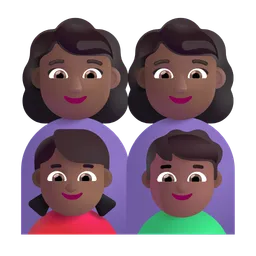 Family - Woman: Medium-Dark Skin Tone, Woman: Medium-Dark Skin Tone, Girl: Medium-Dark Skin Tone, Boy: Medium-Dark Skin Tone Microsoft 3D Fluent