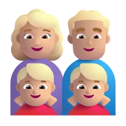 Family - Woman: Medium-Light Skin Tone, Man: Medium-Light Skin Tone, Girl: Medium-Light Skin Tone, Girl: Medium-Light Skin Tone Microsoft 3D Fluent