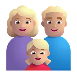 Family - Woman: Medium-Light Skin Tone, Man: Medium-Light Skin Tone, Girl: Medium-Light Skin Tone Microsoft 3D Fluent