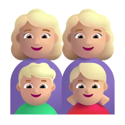 Family - Woman: Medium-Light Skin Tone, Woman: Medium-Light Skin Tone, Boy: Medium-Light Skin Tone, Girl: Medium-Light Skin Tone Microsoft 3D Fluent