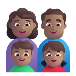 Family - Woman: Medium Skin Tone, Man: Medium Skin Tone, Boy: Medium Skin Tone, Girl: Medium Skin Tone Microsoft 3D Fluent