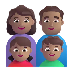 Family - Woman: Medium Skin Tone, Man: Medium Skin Tone, Girl: Medium Skin Tone, Boy: Medium Skin Tone Microsoft 3D Fluent