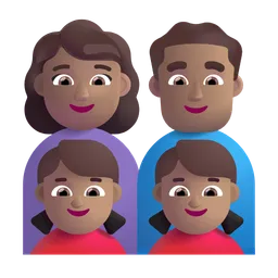 Family - Woman: Medium Skin Tone, Man: Medium Skin Tone, Girl: Medium Skin Tone, Girl: Medium Skin Tone Microsoft 3D Fluent