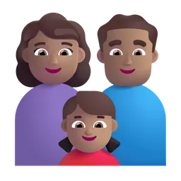 Family - Woman: Medium Skin Tone, Man: Medium Skin Tone, Girl: Medium Skin Tone Microsoft 3D Fluent