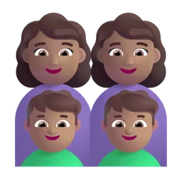 Family - Woman: Medium Skin Tone, Woman: Medium Skin Tone, Boy: Medium Skin Tone, Boy: Medium Skin Tone Microsoft 3D Fluent