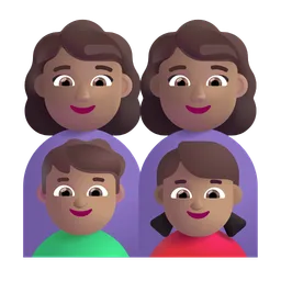 Family - Woman: Medium Skin Tone, Woman: Medium Skin Tone, Boy: Medium Skin Tone, Girl: Medium Skin Tone Microsoft 3D Fluent