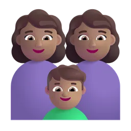 Family - Woman: Medium Skin Tone, Woman: Medium Skin Tone, Boy: Medium Skin Tone Microsoft 3D Fluent