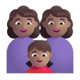 Family - Woman: Medium Skin Tone, Woman: Medium Skin Tone, Girl: Medium Skin Tone Microsoft 3D Fluent