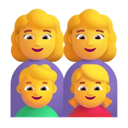 Family: Woman, Woman, Boy, Girl Microsoft 3D Fluent
