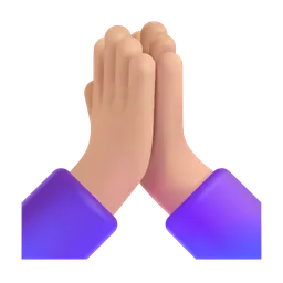 Folded Hands: Medium-Light Skin Tone Microsoft 3D Fluent