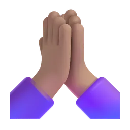 Folded Hands: Medium Skin Tone Microsoft 3D Fluent