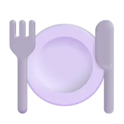 Fork and Knife with Plate Microsoft 3D Fluent