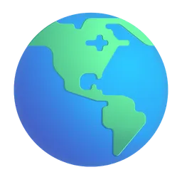 아메리카 대륙을 보여주는 지구본 Microsoft 3D Fluent