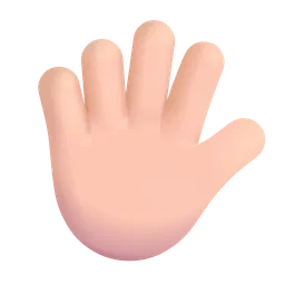Hand with Fingers Splayed: Light Skin Tone Microsoft 3D Fluent