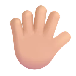Hand with Fingers Splayed: Medium-Light Skin Tone Microsoft 3D Fluent
