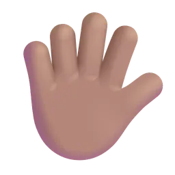 Hand with Fingers Splayed: Medium Skin Tone Microsoft 3D Fluent
