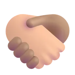Handshake: Medium-Light Skin Tone, Medium Skin Tone Microsoft 3D Fluent