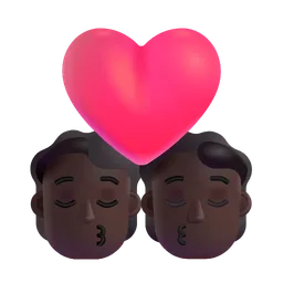 Kiss: Dark Skin Tone Microsoft 3D Fluent