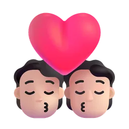 Kiss: Light Skin Tone Microsoft 3D Fluent