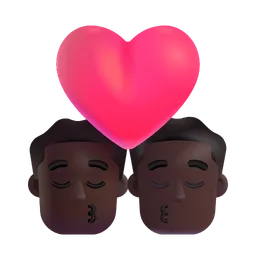 Kiss: Man, Man, Dark Skin Tone Microsoft 3D Fluent